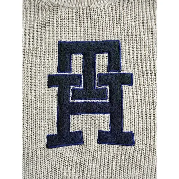 Tommy Hilfiger Monogrammed Applique Relaxed Sweater Size S Preppy - Picture 4 of 11